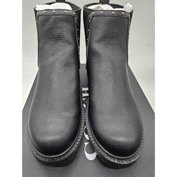 Coach NEW Lory Leather Bootie Womens Size 7 Black Studded Ankle Boots - Picture 6 of 14